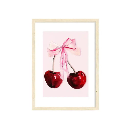 Coquette Room Decor, Watercolor Cherry Wall Art, Aesthetic Apartment Decor, Girly Wall Art, Cherry Poster, Gifts For Woman Bedroom Wall Decor, Poster Prints No Frame, Wall Hanging Decor, Big Wall Decor, Gifts For Birthday Christmas Landscape Ornaments