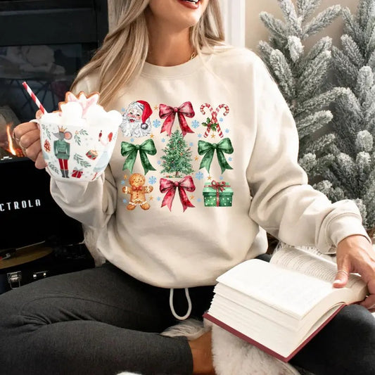 Coquette Santa Christmas Sweatshirt, Vintage Merry Christmas Tee Shirt, Merry Christmas Coquette Sweater, Women Xmas Shirt, Christmas Gift