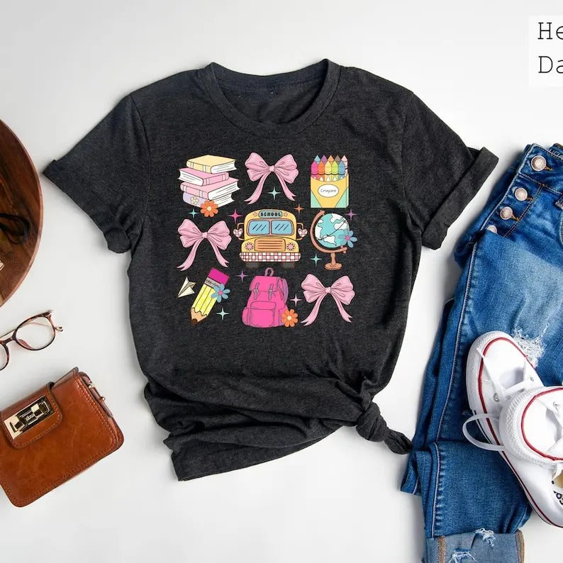 Coquette School Shirt,Back To School Shirts,Teacher Coquette Pink Bow T-Shirt,Cute Teacher Gift,First Day of School Tee,Teacher Appreciation  T-shirt, sweater and Hoodiestyle{n002}3