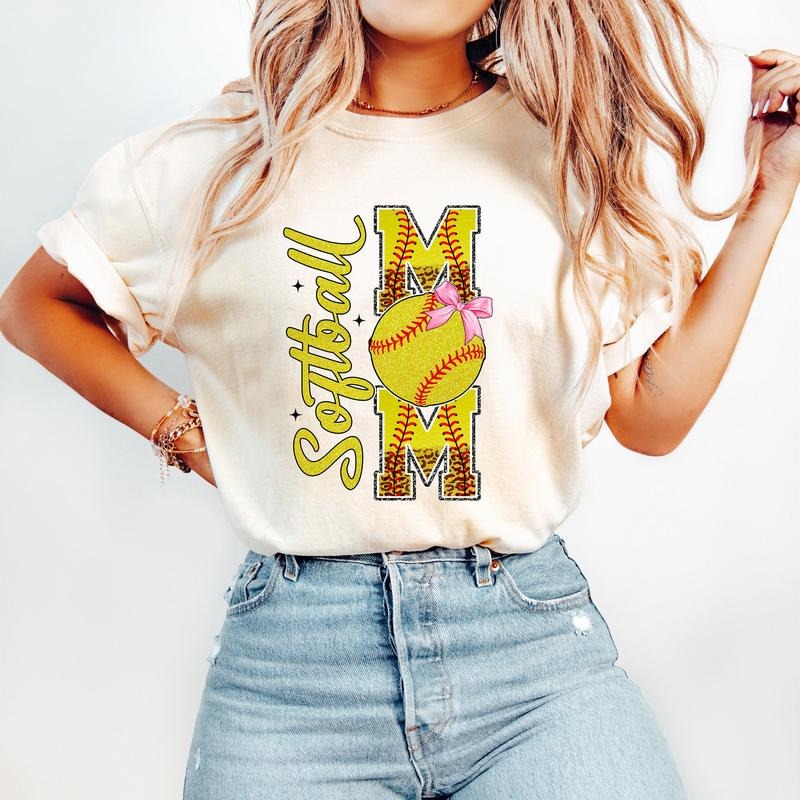Coquette Softball Mom T-Shirt, Softball T-Shirt, Sports T-Shirt, Softball Mama T-Shirt