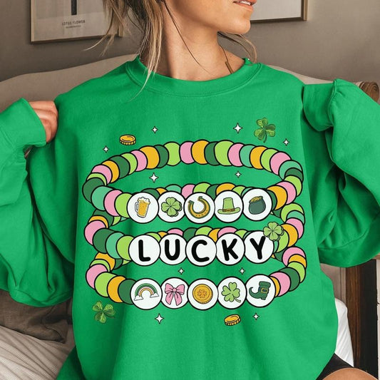 Coquette St. Patrick's Day Sweatshirt - Cute Shamrock Bow Clover Sweater for Women, Aesthetic St. Patty's Day Pullover