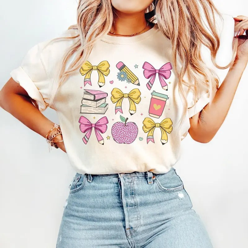 Coquette Teacher Shirt, Comfort Colors Teacher Tee, Back to School, Cute Teacher Gift, 1st Day of School, Teacher Appreciation, New Teacher cute teacher