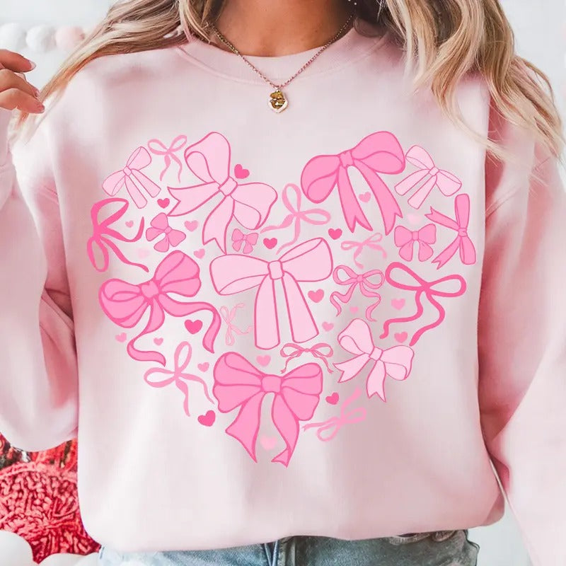 Coquette Valentine Heart Tshirt Sweatshirt, Valentines Day, Girls Valentine Shirt, Love Heart Shirt, Unisex Sweater Pullover Tee