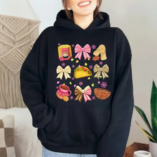 Coquettee Bow Christmas Mexican Shirt, Pantasmas Christmas Sweatshirt, Spanish, Feliz Navidad, Conchas Hoodie, Unisex Sweater Pullover Tee Fit