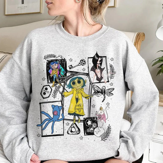 Coraline Button Doll TShirt, other mother Coraline T-Shirt, wybie, other world sweatshirt, Best For Coraline Movie, Coraline Doll Hoodie, Halloween Cartoon sweatshirt, Movie Vintage Retro Horror, Halloween Gift, Unisex t-shirt