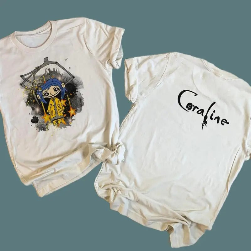 Coraline Button eyes sweatshirt, Funny circus Corr.aa.lineee sweatshirt,  Spooky movie Hoodie, Doll TShirt, Movie Retro Horror Sweatshirt, Halloween Gift Tshirt, Graphic Hoodie