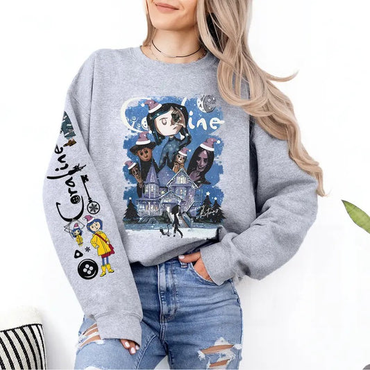 Coraline Christmas Sweatshirt, Coraline Best For Coraline Movie Sweatshirt, Vintage Christmas Movie Hoodie