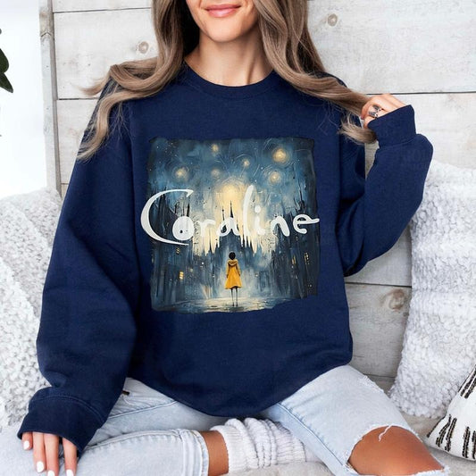 Coraline Doll Sweatshirt Retro Coraline Shirt Spooky movie Tee Funny Cartoon Shirt 2024 Spooky Coraline Doll Sweatshirt Coraline Fan Shirt