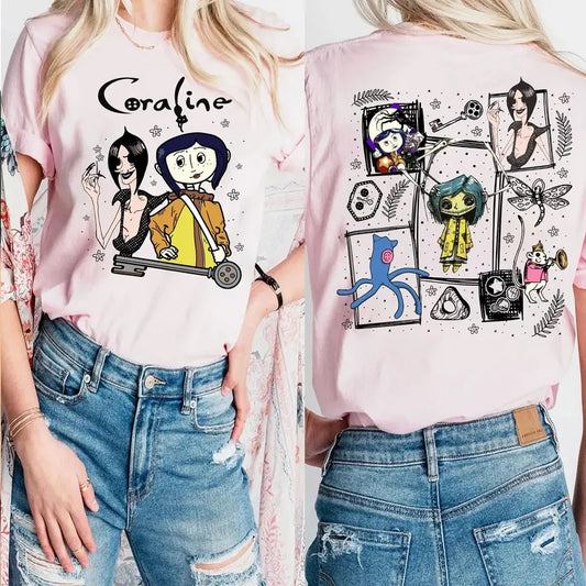 Coraline Double-side TShirt, other mother Coraline T-Shirt, wybie, other world sweatshirt, Best For Coraline Movie, Coraline Doll Hoodie, Halloween animate sweatshirt, Movie Vintage Retro Horror, Halloween Gift, Unisex t-shirt
