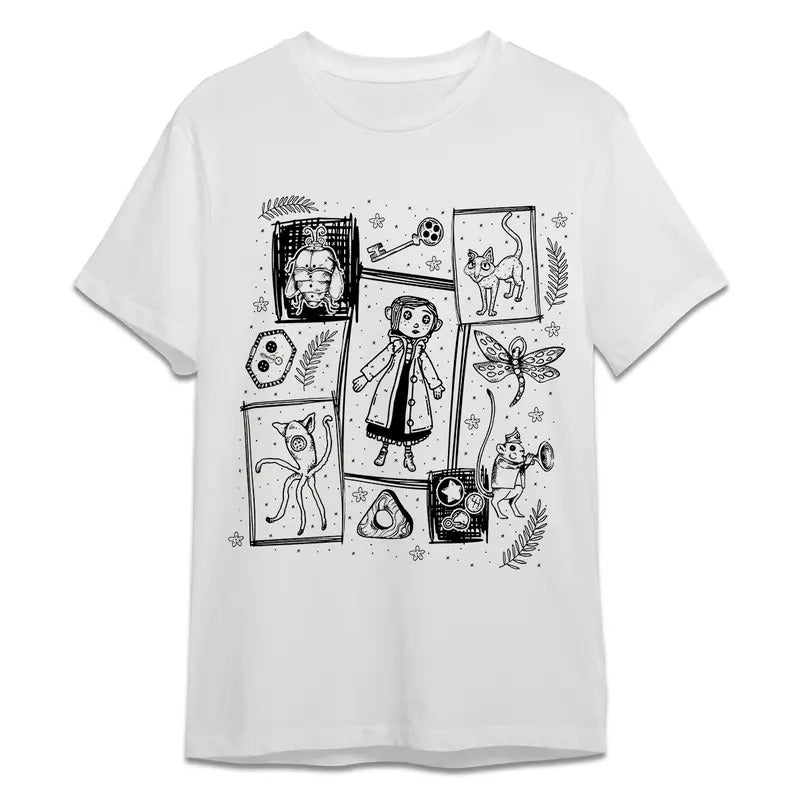 Coraline Dreaming Finding Three Ghost Shirt, Horror Coraline movies, Horror Character Shirt, Halloween Crewneck Sweatshirt