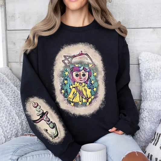 Coraline Fantasy movies tshirt, Horror Character Shirt, Halloween Crewneck Sweatshirt, Coraline Three Ghost finding Sweatshirt Hoodie