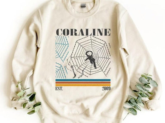 Coraline Movie Shirt, Coraline Sweatshirt, Vintage Minimalist Hoodie, Birthday Gifts for Her Daughter Sister, Top Womenswear