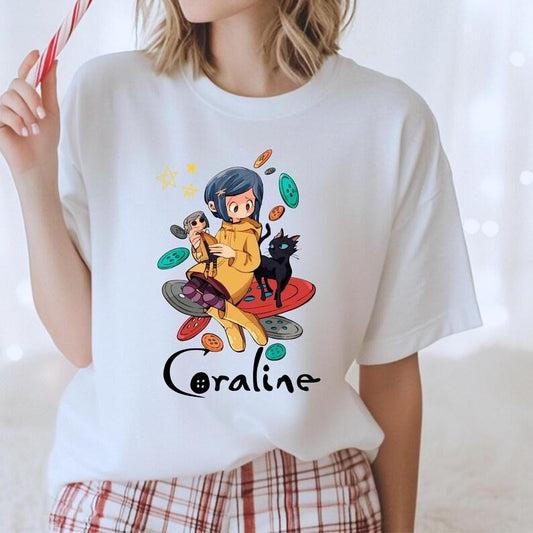 Coraline Movie Shirt, Yellow Raincoat Tshirt, Coraline Doll Sweatshirt, Vintage Minimalist Hoodie, Birthday Gifts for Her Daughter Sister Womenswear