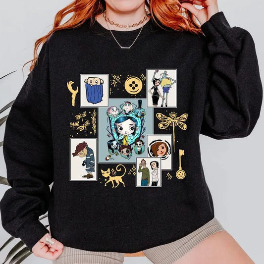 Coraline Movie Sweatshirt, Coraline T-Shirt, Funny Cartoon Hoodie 2024, Halloween T-Shirt, Coraline Fan Shirt