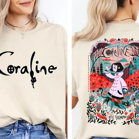 Coraline Movie Tshirt, Horror Movie Halloween Shirt, Halloween Coraline Tee, Spooky Coraline Doll Sweatshirt, Coraline Button Eye Shirt, Coraline Movie Vintage Tee, Coraline Dreaming Shirt, Women's Top, Gift for Her