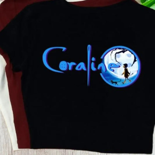Coraline Squid Crop Top Shirt, what's Shakin' Baby Tee, Spooky Coraline Movie Crop Top Shirt,  Y2K Womens Fitted Tshirts, Coraline Doll Gift Idea