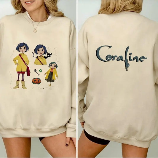 Coraline Sweatshirt Halloween Coraline Tee Vintage Halloween Coraline Shirt Funny Cartoon Shirt 2024 Spooky Coraline Doll Sweatshirt