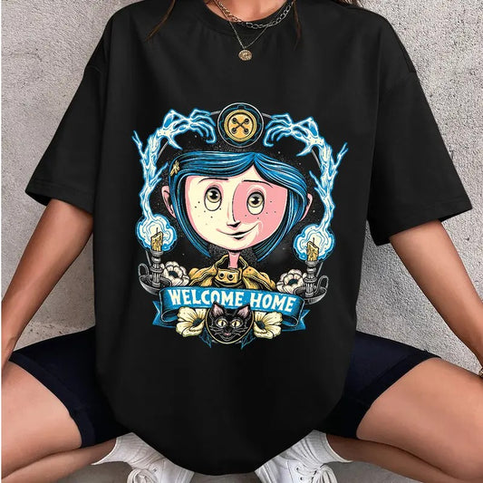 Coraline Welcome Home T-Shirt, Horror Coraline movies, Horror Character Shirt, Halloween Crewneck Sweatshirt