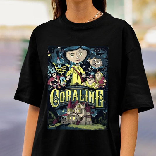 Coraline movies shirt, Pink Palace famous horror movies tshirt , Horror Movies Shirt, Horror Character Shirt, Halloween Crewneck Sweatshirt (1)