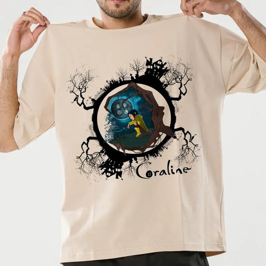 Coraline vintage movies shirt, famous horror movies tshirt, Horror Character Shirt, Halloween Crewneck Sweatshirt (1)