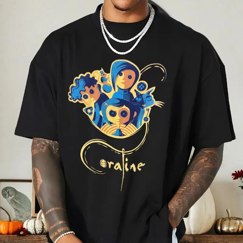 Coraline with Black Cat Another Mom, Another Wybie , Coraline horror movies tshirt, Horror Character Shirt, Halloween Crewneck Sweatshirt