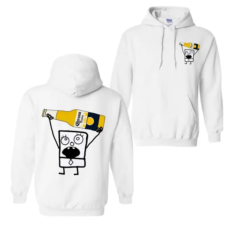 Corona Doodlebob Shirt, SpongeBob T-shirt,Hoodie Street wear, Corona Tee, Gift For Boyfriend, Funny Shirt, Meme Shirt Fabric Menswear
