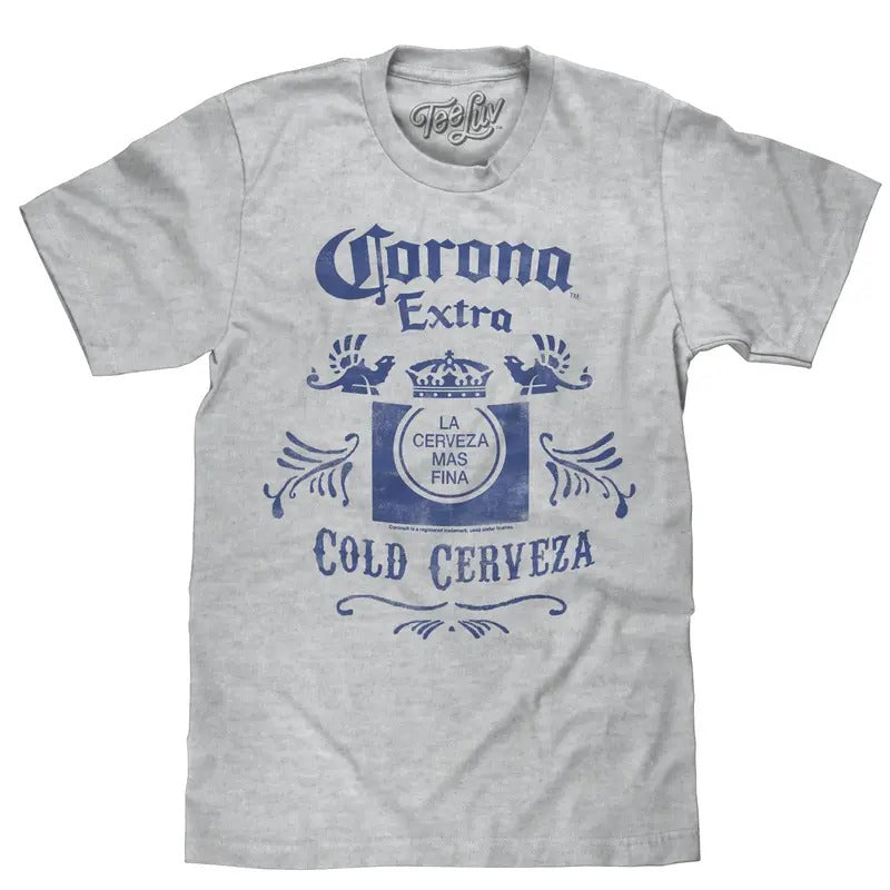 Corona Extra Cold Cerveza Crown Logo T-Shirt - Athletic Gray Heather