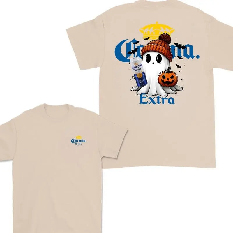 Corona Ghost Cute Halloween Double Sided T-shirt , Corona Halloween Shirt for Men And WOmen , HAlloween Cute ghost Trendy SHirt