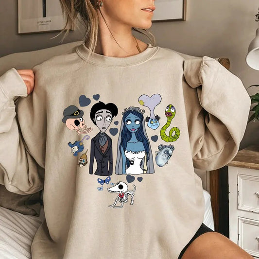 Corpse Bride Tee Shirt, Emilyy And Victorr Wedding Sweatshirt, Vintage Spooky Movie Shirt, Halloween Sweatshirt, Gift For Lovers