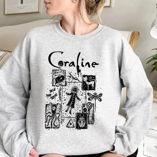 Corra.linee Movie Sweatshirt, Halloween Movie T-shirt, Gift for Women and Men Unisex T-shirt, Cor.ralinee Sweatshirt, Dreaming Tunnel to Parallel World Color Sweatshirt Hoodie, Halloween Crewneck Sweatshirt, Horror Movies Tshirt