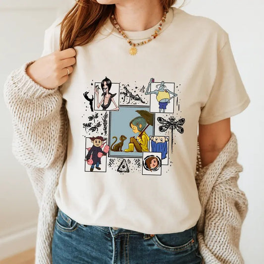 Corra.linee Movie T-shirt, Halloween Movie T-shirt, Gift for Woman and Man Unisex T-shirt, Cor.ralinee Sweatshirt, Dreaming Tunnel to Parallel World Color Sweatshirt Hoodie, Halloween Crewneck Sweatshirt, Horror Movies Tshirt