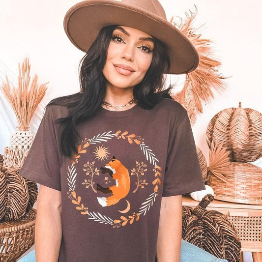Cottagecore Fox T Shirt Hoodie Sweater, Cottagecore Clothes, Botanical Boho Nature T Shirt, Vintage Nature Animal Lover Tee, Cottagecore Fairycore T-Shirt