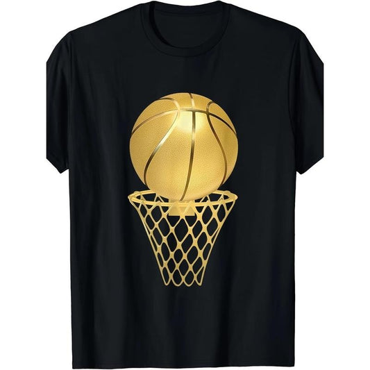 [Cotton Basketball Tee] 100% Cotton Men's Basketball Graphic T-Shirt - Everyday Comfort, Crew Neck Tee, Casual Summer Knit Fabric Top with Applique Detail, Regular Fit Sports Fan Shirt, Smooth Texture Made in USA