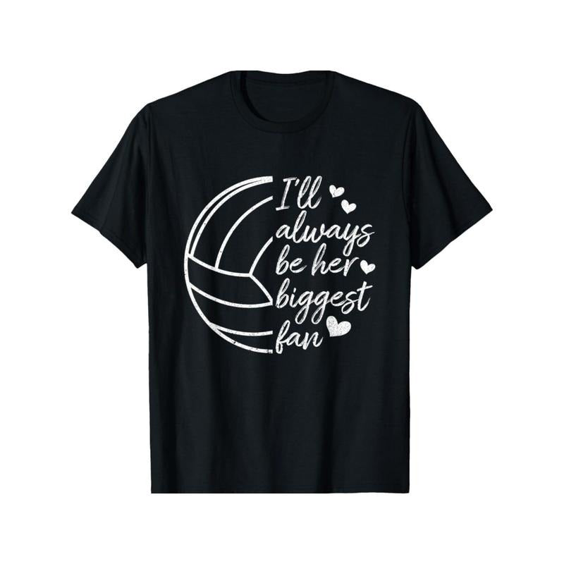 Cotton Crew Neck T-Shirt| Regular Fit Knit Fabric| Casual All-Season Tee with Volleyball Print| Super Soft Black Shirt for Men and Women| Ideal Gift for Parents and Friends made in usa
