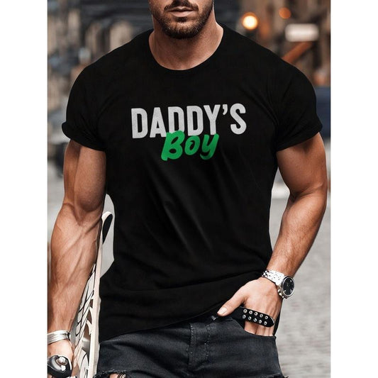 [Cotton Graphic Crew Neck Tee] 100% Cotton Daddy's Graphic Crew Neck T-shirt for Men - Comfortable Regular Fit with Slight Stretch - Ideal for Casual Outings, Running & Yoga Made in USA