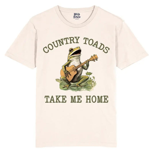Country Roads , take me home, toad, playing music, frog, tshirt,  T Shirt, Funny, rodeo, Meme, Cartoon Shirt, Retro Tee, Fun Gift, western