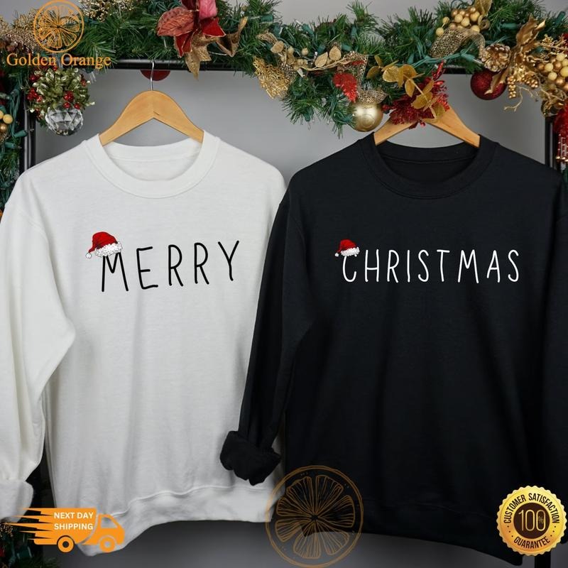 Couple Christmas Sweatshirt, Matching Couple Christmas Sweatshirt, Christmas Gift, Merry Christmas Sweater, Matching Couple Sweatshirt Hoodie Cotton Sleeve