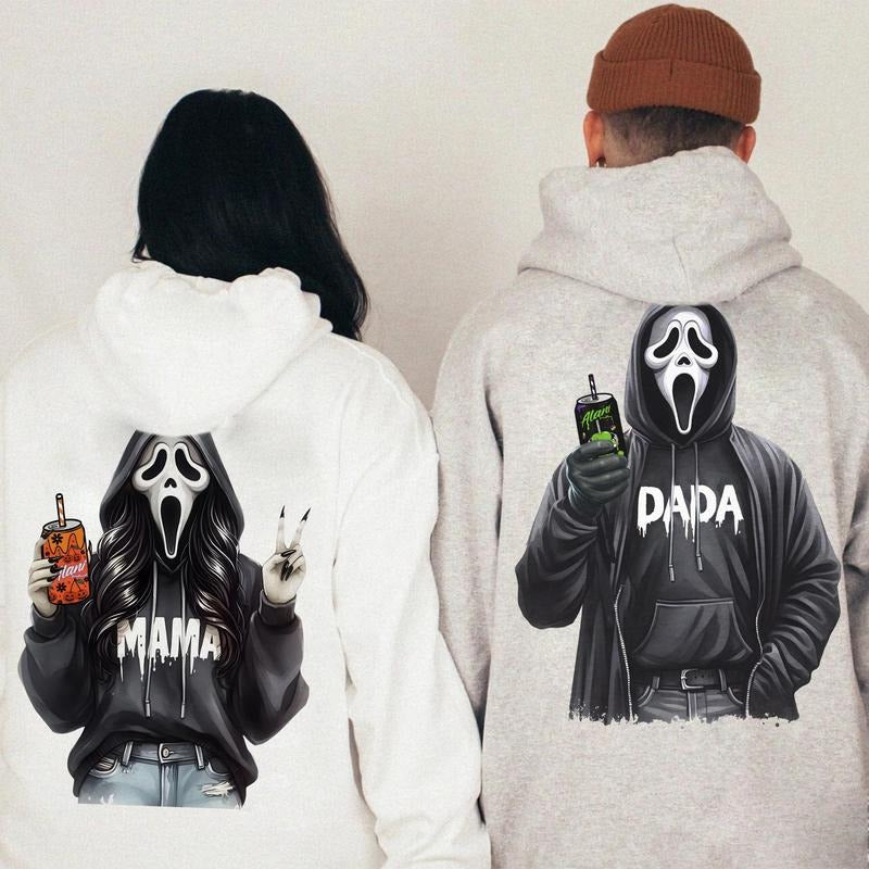 Couple Spooky Mama Dada Drinkin Halloween 2 Sides Shirt Sweatshirt Hoodie, Fun Gh0st Drinkin Coffee Sweatshirt, Spooky Mama Shirt, Ghost Sweatshirt, Halloween Dad Gift, Gift for Mom