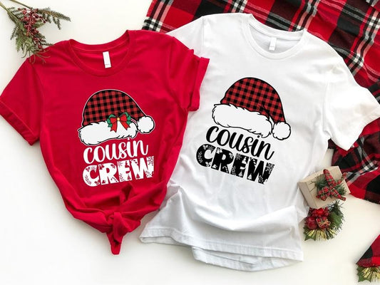 Cousin Crew Hat Christmas Shirt, Matching Cousin Squad X-mas Tee, Family Holiday Trip Gift Shirt, Christmas 2023 Tee.
