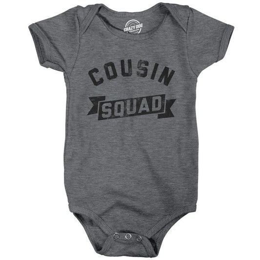 Cousin Squad Baby Bodysuit Funny Family Reunion Jumper For Infants Funny Baby Onesies Funny Sarcastic Onesie Novelty Onesie Dark Grey