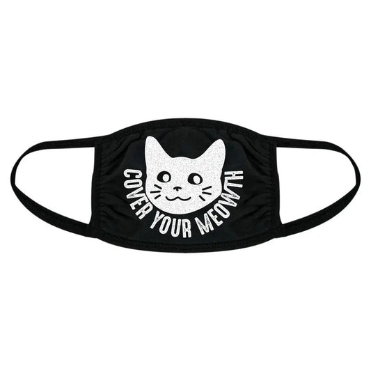Cover Your Meow Face Mask Funny Crazy Cat Lady Graphic Novelty Nose And Mouth Covering Funny Masks for Adults Funny Cat  Novelty Masks for Adults Black