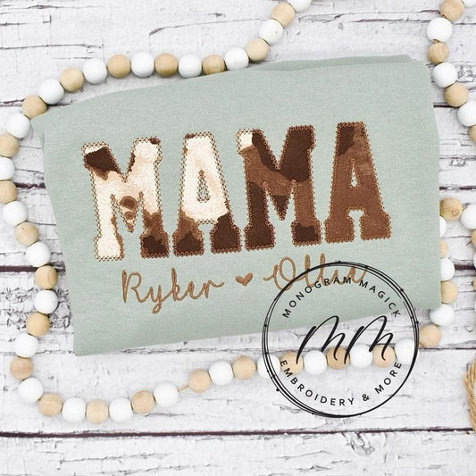 Cow Print Mama Sweatshirt with Names - CHOOSE ANY NAME