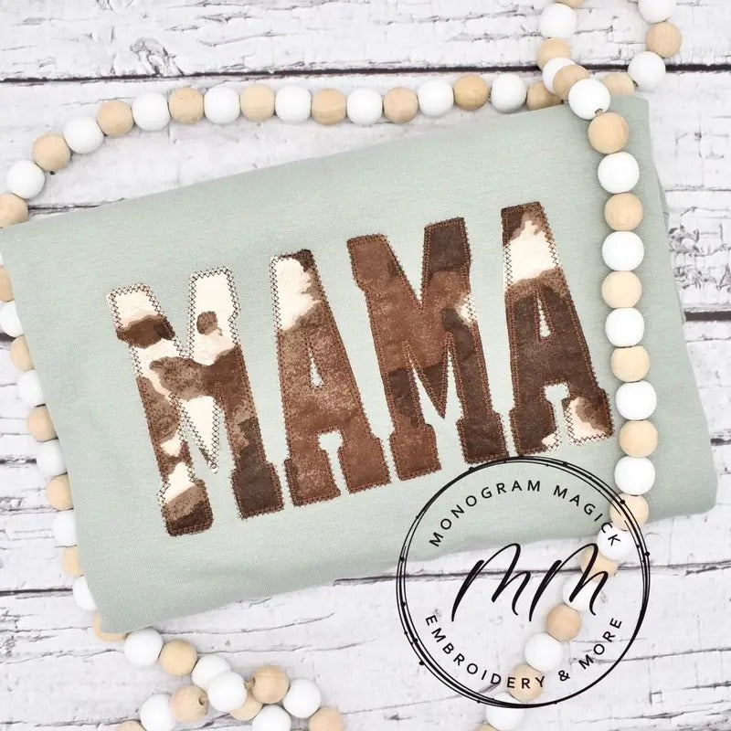 Cow Print Mama Sweatshirt, Custom Cow Print Sweatshirt, Western Sweatshirt, Casual Crewneck Pullover