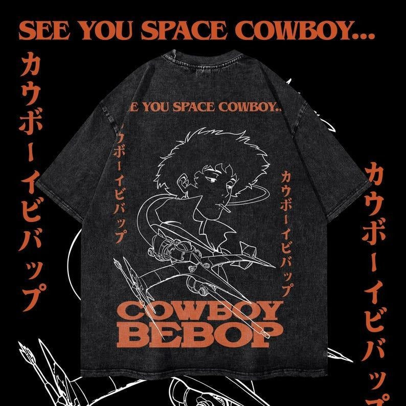 Cowboy Bebop Heavy Oversized Dyenomite Mineral Wash T-Shirt Unisex Anime T-Shirt Streetwear & Gym Style Classic Cotton