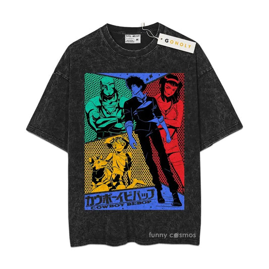 Cowboy Bebop Sweatshirt, Anime Sweatshirt Vintage Sweater Mineral Wash TShirt Sweatshirt