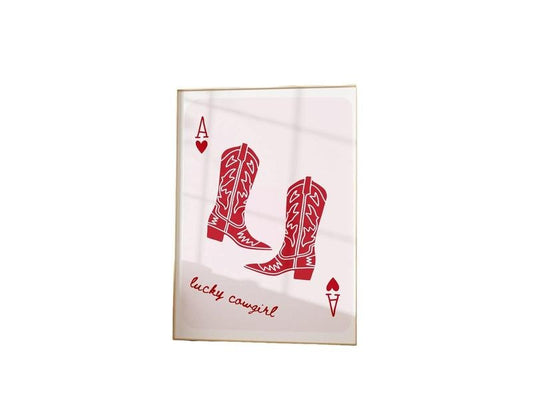 Cowboy Boots Playing Card Poster, Vintage Cowboy Rodeo Cowboy Western Print, Cowgirl Western Aesthetic Western Decor, Gifts For Girls Bedroom Decor, Poster Prints No Frame, Wall Hanging Decor, Big Wall Decor, Gifts For Birthday Landscape Decoration