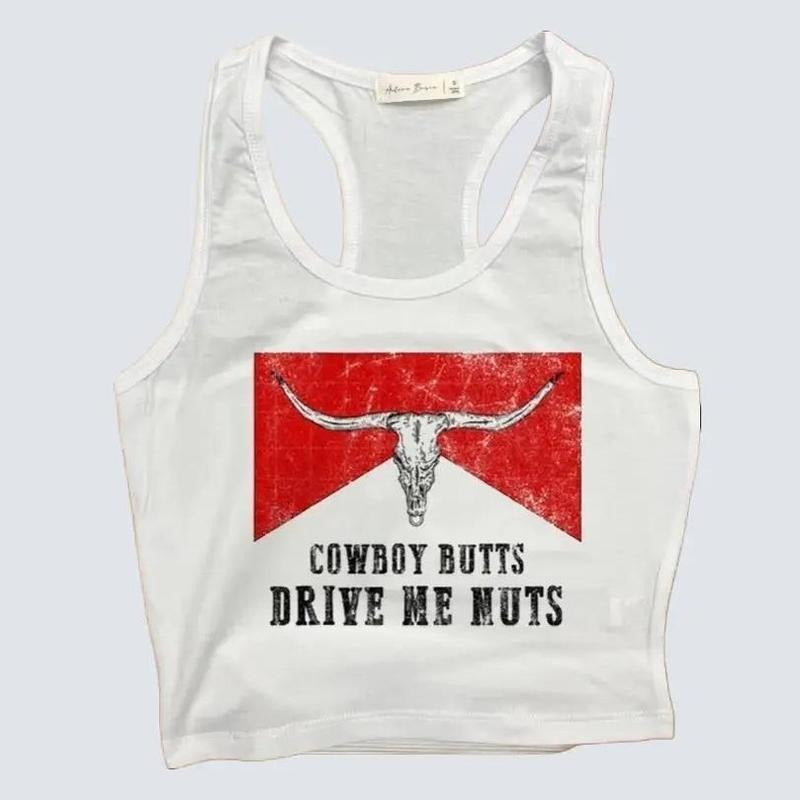 Cowboy Butts Drive Me Nuts - Crop Tank Top, Y2K Shirt, Political Activism Baby Tee, LGBTQ Rights Baby Tee, Free Speech, Feminist Shirt, Gift For Her
