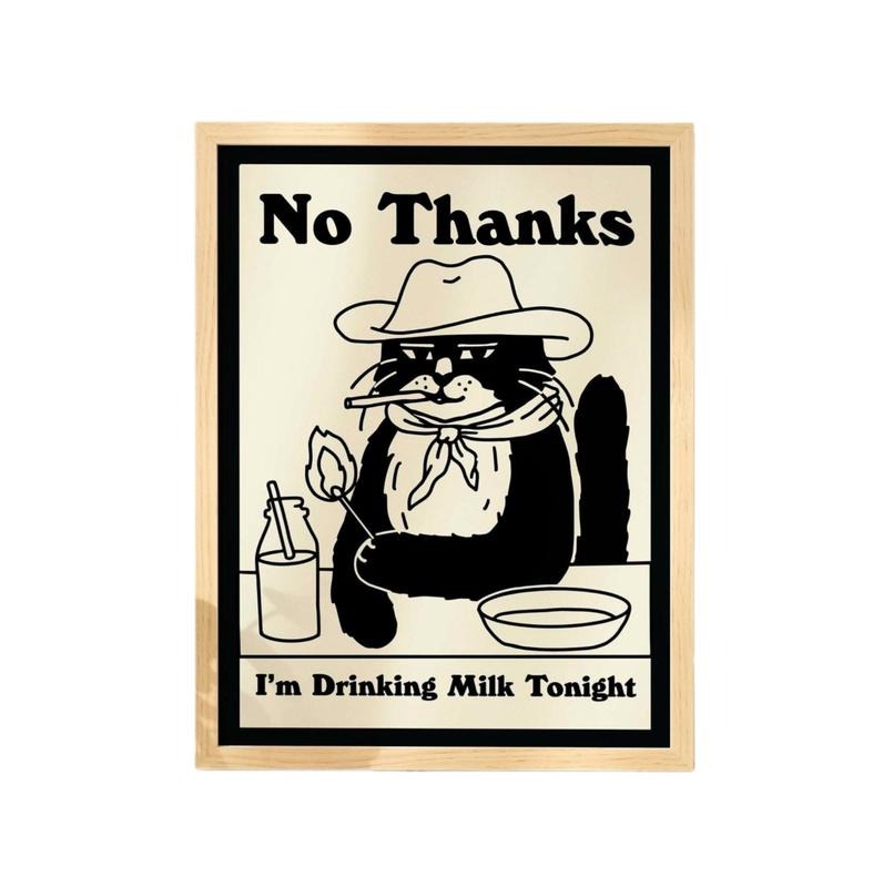 Cowboy Cat Print, Retro Drink Poster, Cowboy Cat Milk Posters, Bar Decor Poster, Gifts For Her Sister Bedroom Decor, Poster Prints No Frame, Wall Hanging Decor, Outdoor Wall Art, Gifts For Birthday Christmas
