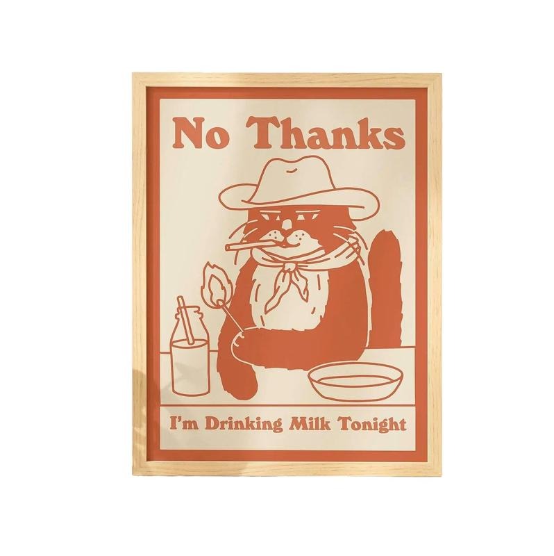 Cowboy Cat Print, Retro Drink Poster, Cowboy Cat Milk Posters, Bar Decor Poster, Gifts For Her Women Art Prints, Poster Prints No Frame, Wall Art Home Decor, Wall Posters, Gifts For Birthday Christmas