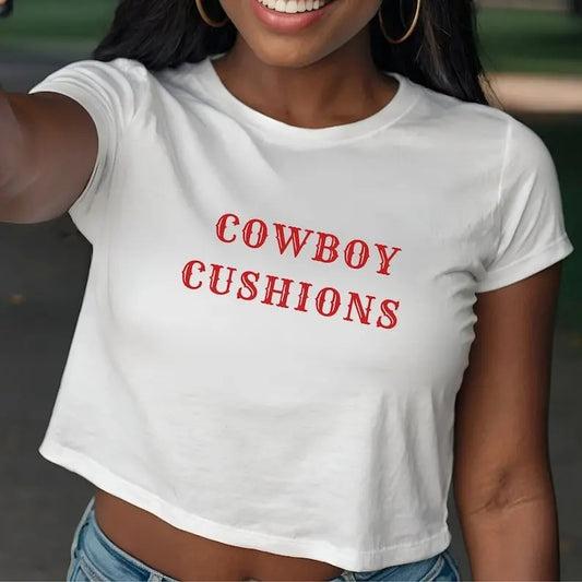 Cowboy Cushions baby tee, Cowgirl western aesthetic shirt, Crop top, Summer Festival outfit
